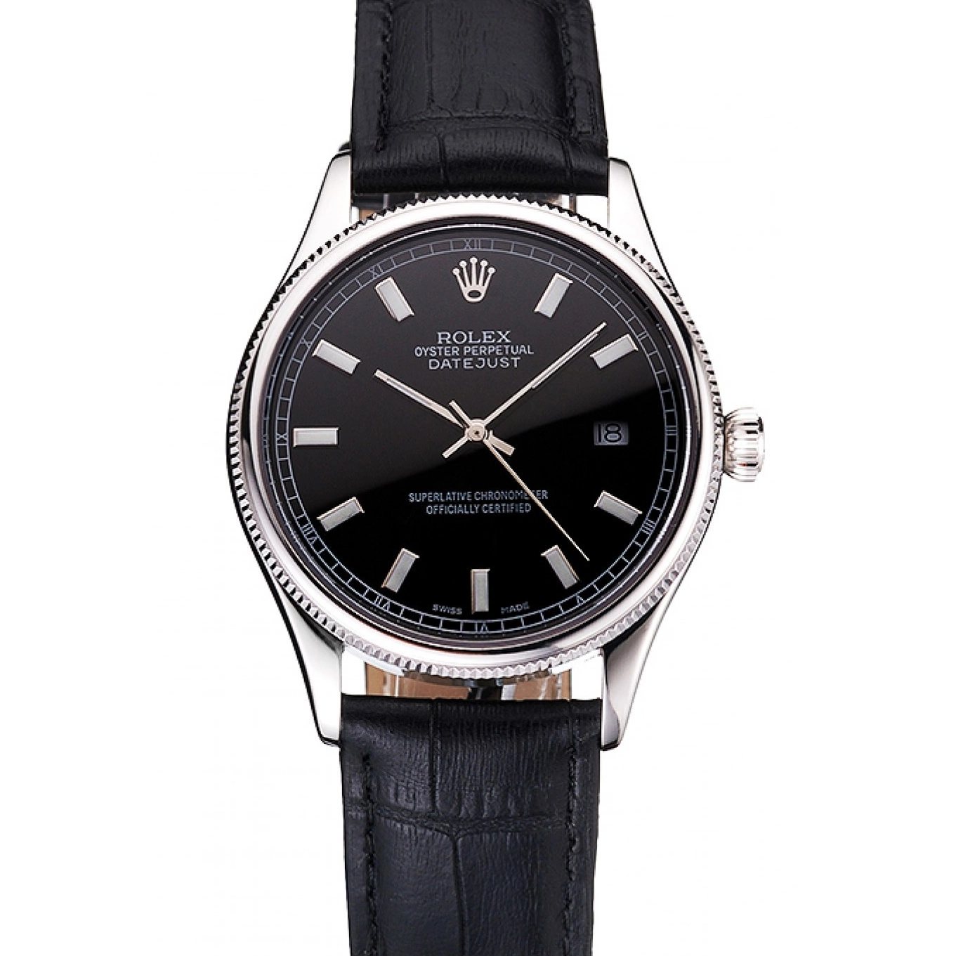 Aaa replica watch Stainless Swiss And Bracelet Rolex Black Datejust Steel Case Dial 0706